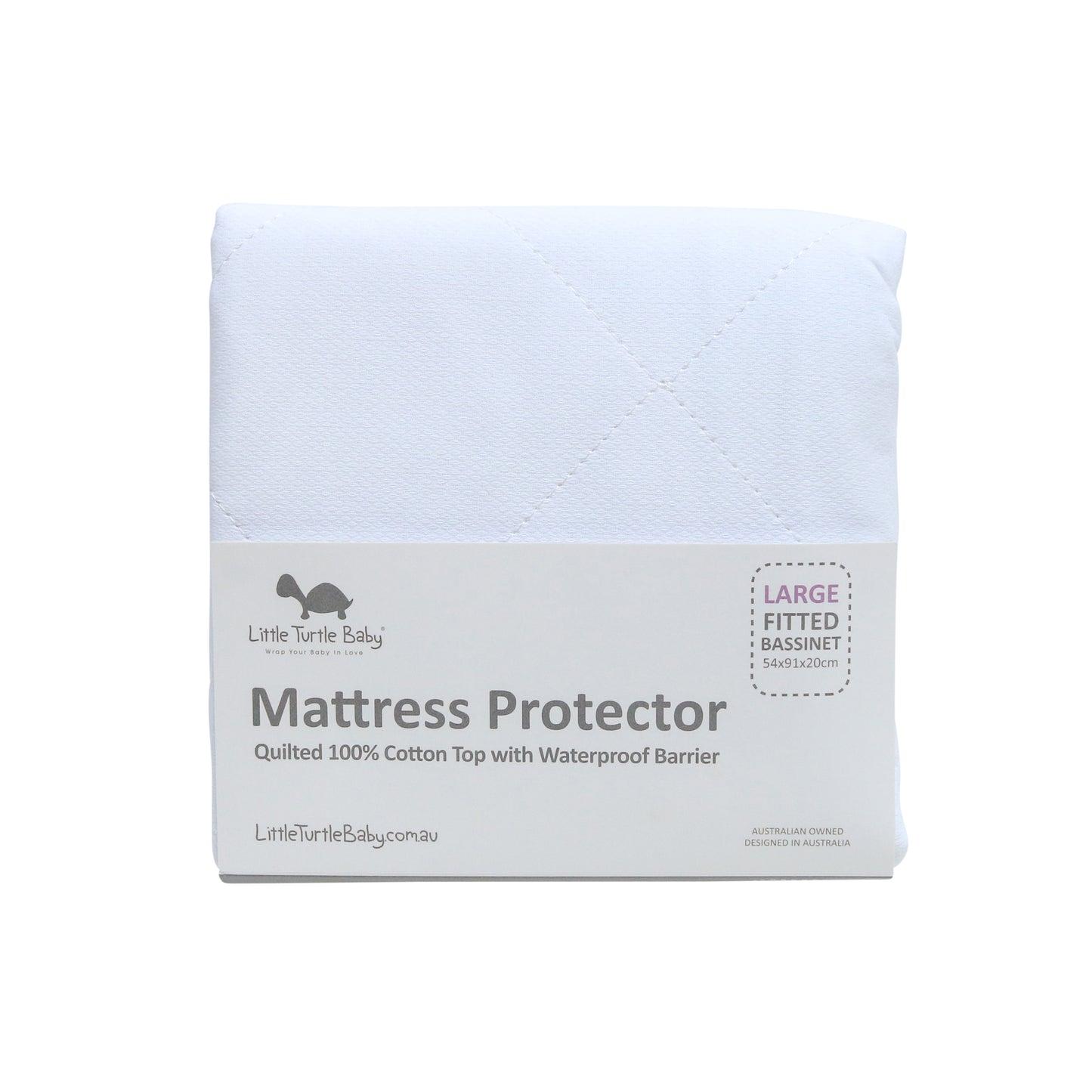 Little Turtle Baby, Large size bassinet fitted waterproof mattress protexctor, Quilted 100% Cotton Top with Waterproof Barrier, Fitted sheet style to fit snugly and safely around your mattress and prevent movement
